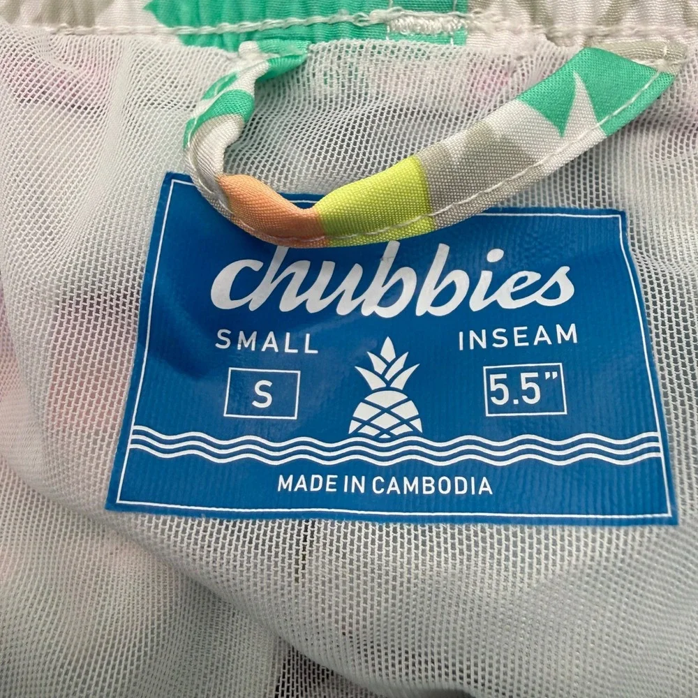 Chubbies Swim Trunks Men Small Teal Geometric Tribal 5.5